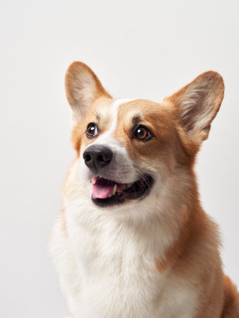 Smiling Corgi portraitの写真素材