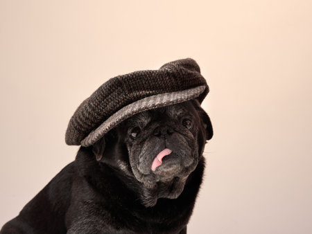 Pug wearing a hatの写真素材