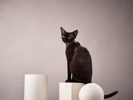 Two Cats with Geometric Propsの写真素材