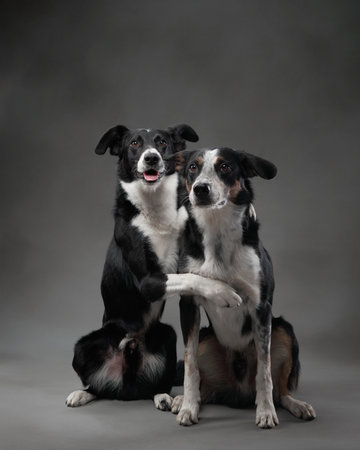 Two Border Collies Sitting Together