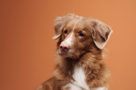 Nova Scotia Duck Tolling Retriever looking attentively sidewaysの写真素材