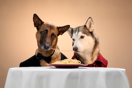 Formal dinner with dogs