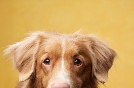 Nova Scotia Duck Tolling Retriever Against Yellow Background