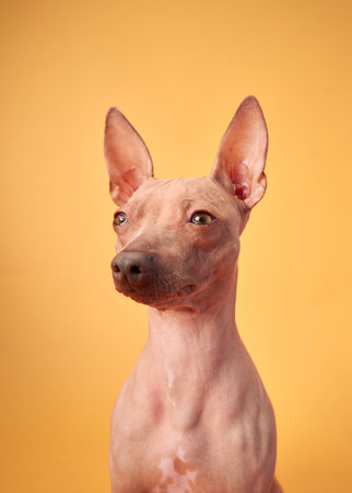 American Hairless Terrier with a Gazeの写真素材