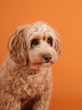 Dog with attentive expressionの写真素材