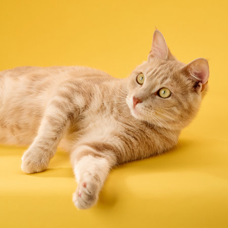 Ginger cat posing in studioの写真素材