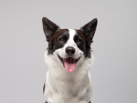 Welsh Corgi Cardigan smiling close-upの写真素材