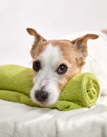 jack russell towel viewの写真素材