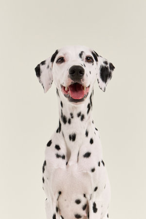 dalmatian portrait smiling poseの写真素材