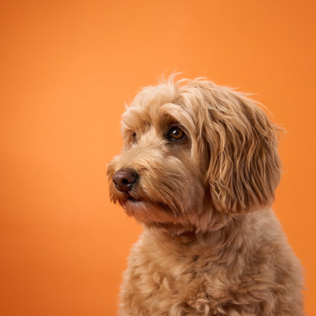 Dog looking calmly to the sideの写真素材