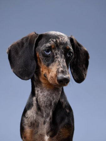 Dachshund with shy expression and lowered head
