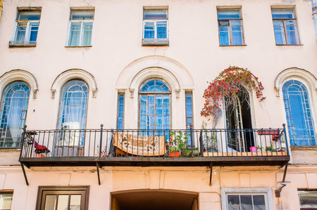 pretty balcony with arch windows in. Petersburgの写真素材