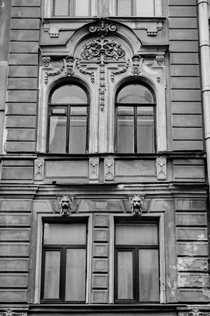 four windows on a facadeの写真素材