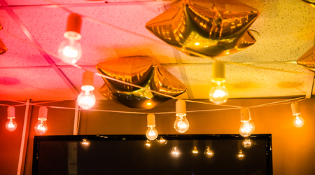 red and white light bulbsの写真素材