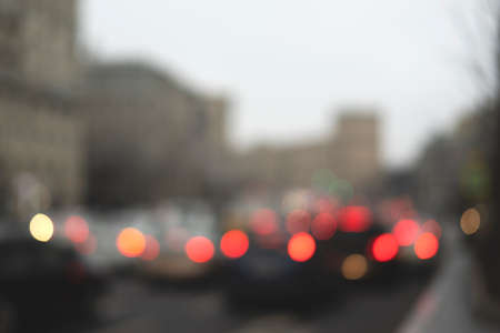 Beautiful bokeh or blurred lights of the city traffic.の写真素材