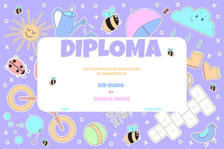 Template for Certificate kids diploma.のイラスト素材