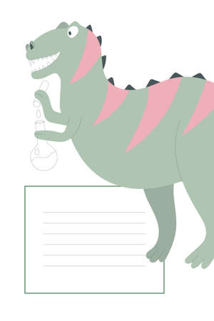Frames set for children's note book or postcard with cute dinosaurs. Cute frame, border. Vector illustrationのイラスト素材