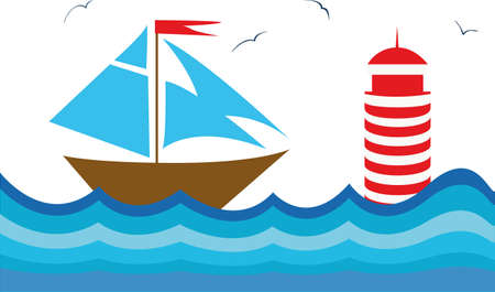 Vector background with a sailboot for your designのイラスト素材