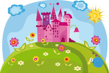 Vector illustration with a castleのイラスト素材