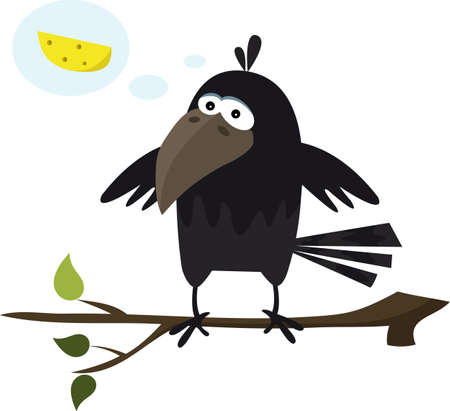 Cute crow with cheese vector image for your designのイラスト素材