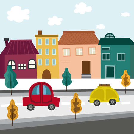 Street of a small town vector image for your designのイラスト素材