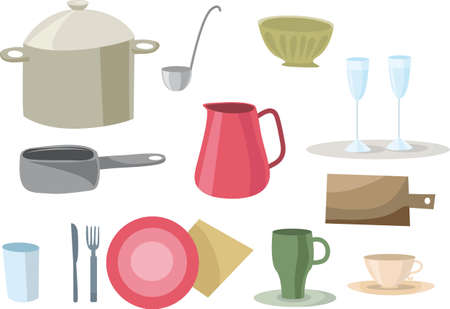 Kitchen tool flat icon collection. Vector illustration.のイラスト素材