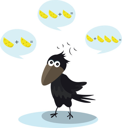 Colorful illustration with a crow calculate cheese vector imageのイラスト素材