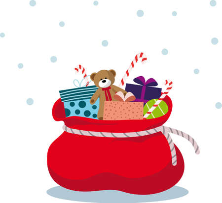 Vector beautiful illustration of Christmas sack full of gift boxesのイラスト素材