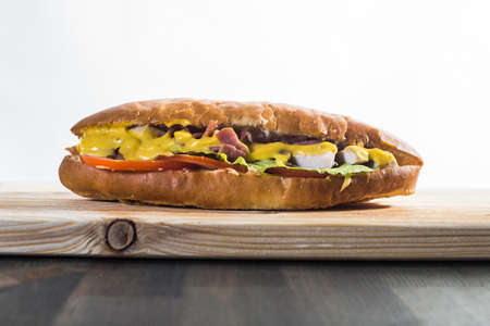 Crafting hotdog on the supply boardの写真素材