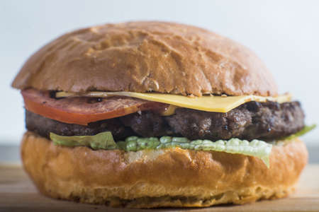 Crafting a burger on the supply board closeの写真素材