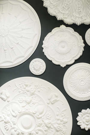 White plaster products on the dark backgroundの写真素材