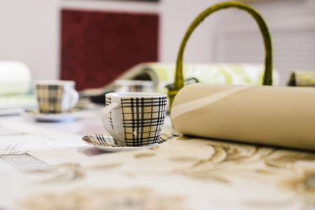 Magazines on table in living room, close upの写真素材