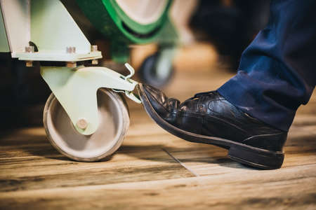 A wheel of a medical pressure chamber with a legの写真素材