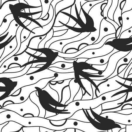 seamless pattern with swallowsの写真素材