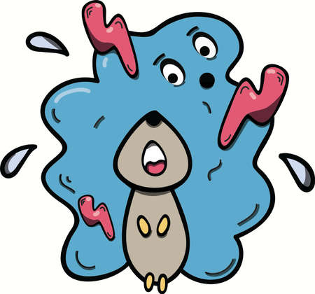 vector illustration. the cute hedgehog and bad weatherのイラスト素材