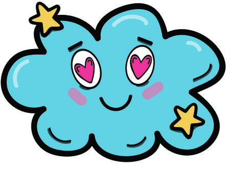 the cute prsonage cloud falling in loveのイラスト素材