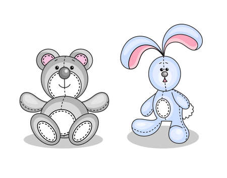 Baby toys bear and hareのイラスト素材