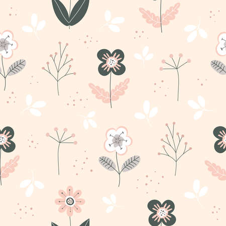 Delicate seamless pattern with pink flowersのイラスト素材