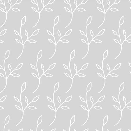 Simple tender twig on a white background. Spring seamless pattern.Leaves and shoots.Design of packaging, website, packages, social networks, fabrics, Wallpapers.Vector illustrationのイラスト素材