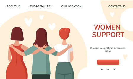 Three women in hugs.View from the back.Concept of female support.Victim of family and sexual...
