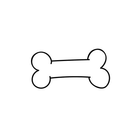 Cute bone for a dog. Vector doodle hand drawn illustration on white background.のイラスト素材