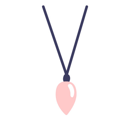 Magic pendulum on a white background. Attributes for magic, witchcraft. Pendant with a pink stone, decoration. Hand drawn vector isolated single illustration.のイラスト素材