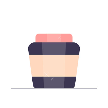 Cosmetic jar. Face and body care, moisturizing cream. Single illustration on white background in cartoon styleのイラスト素材