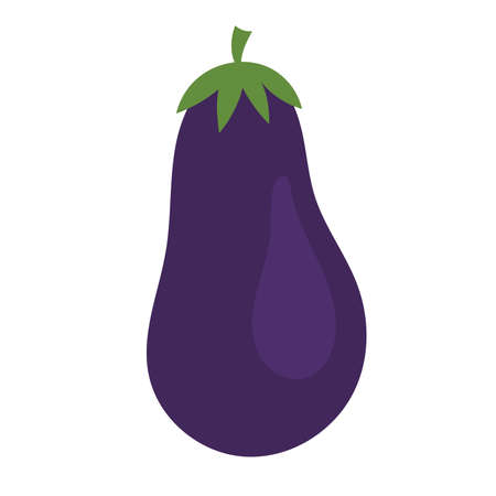 Simple single cute eggplant. Healthy food, vitamins, vegetables. Illustration in flat styleのイラスト素材