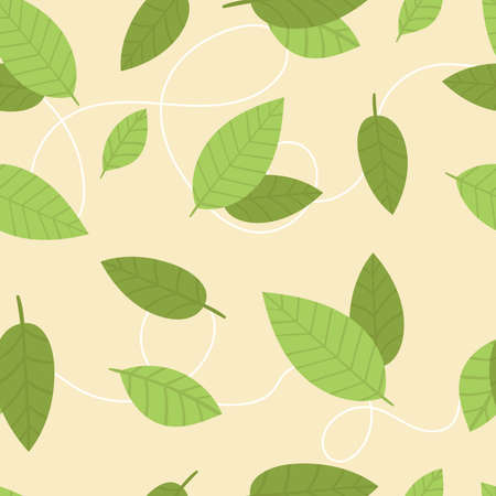 Seamless pattern with matcha tea elements. Traditional Japanese tea ceremony. Healthy lifestyle, harmony. An invigorating drink. Illustration in flat styleのイラスト素材