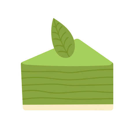A healthy green dessert made from matcha tea powder. Healthy food, detox, diet. Vector cartoon illustrationのイラスト素材