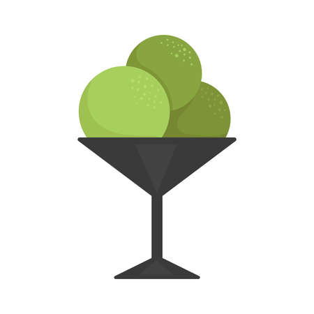 A healthy green dessert made from matcha tea powder. Healthy food, detox, diet. Vector cartoon illustrationのイラスト素材