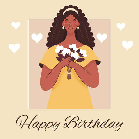 Beautiful African black woman holds a baby in her arms, mom hugs her children. Mother's day, women's day. Flat vector illustration isolated on white background.のイラスト素材