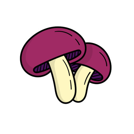Cute mushrooms for a witch's potion. Mystic. Halloween. Doodle style illustrationのイラスト素材