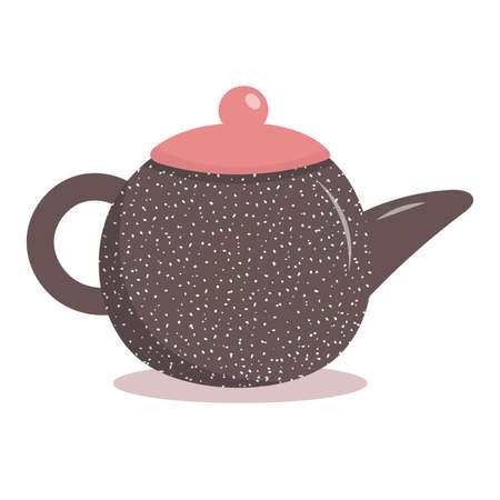 Handmade ceramic tableware. Craft utensils for breakfast, lunch and dinner, teapot. Handmade texture. Vector illustrationのイラスト素材